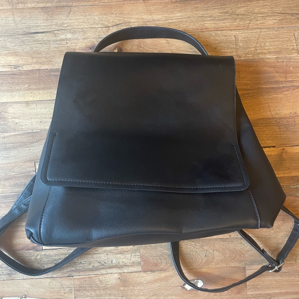 Black Leather Backpack